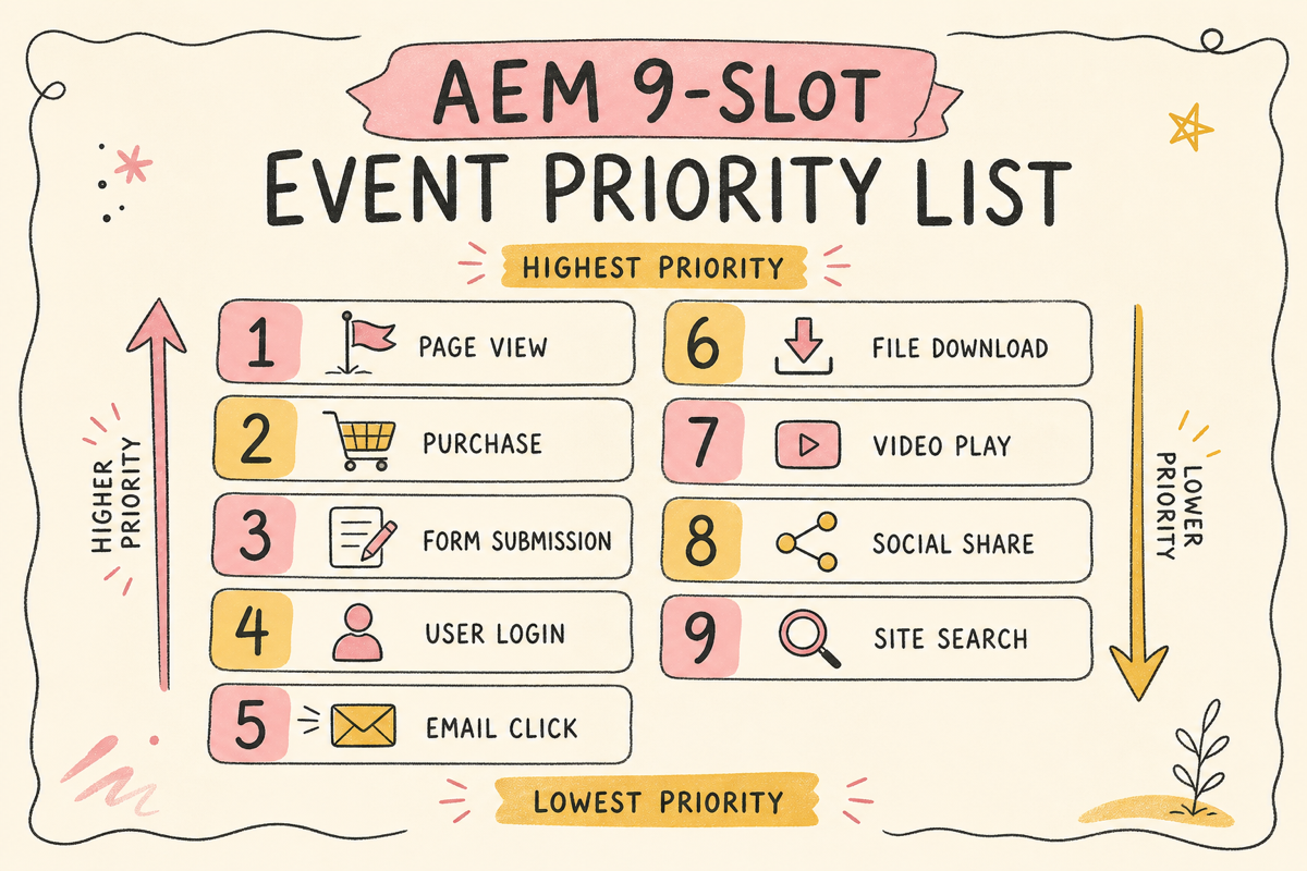 Meta AEM 9개 슬롯 우선순위 리스트 다이어그램