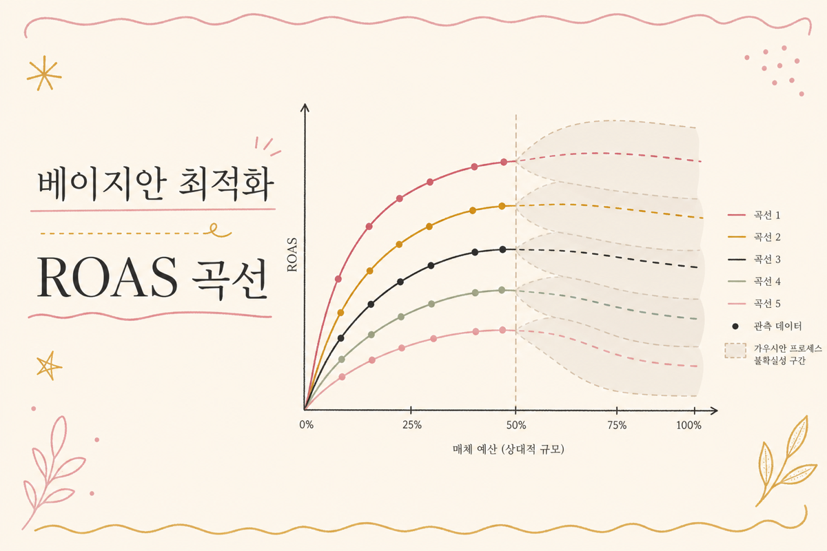 채널별 saturation 곡선 + Bayesian Optimization 탐색 다이어그램