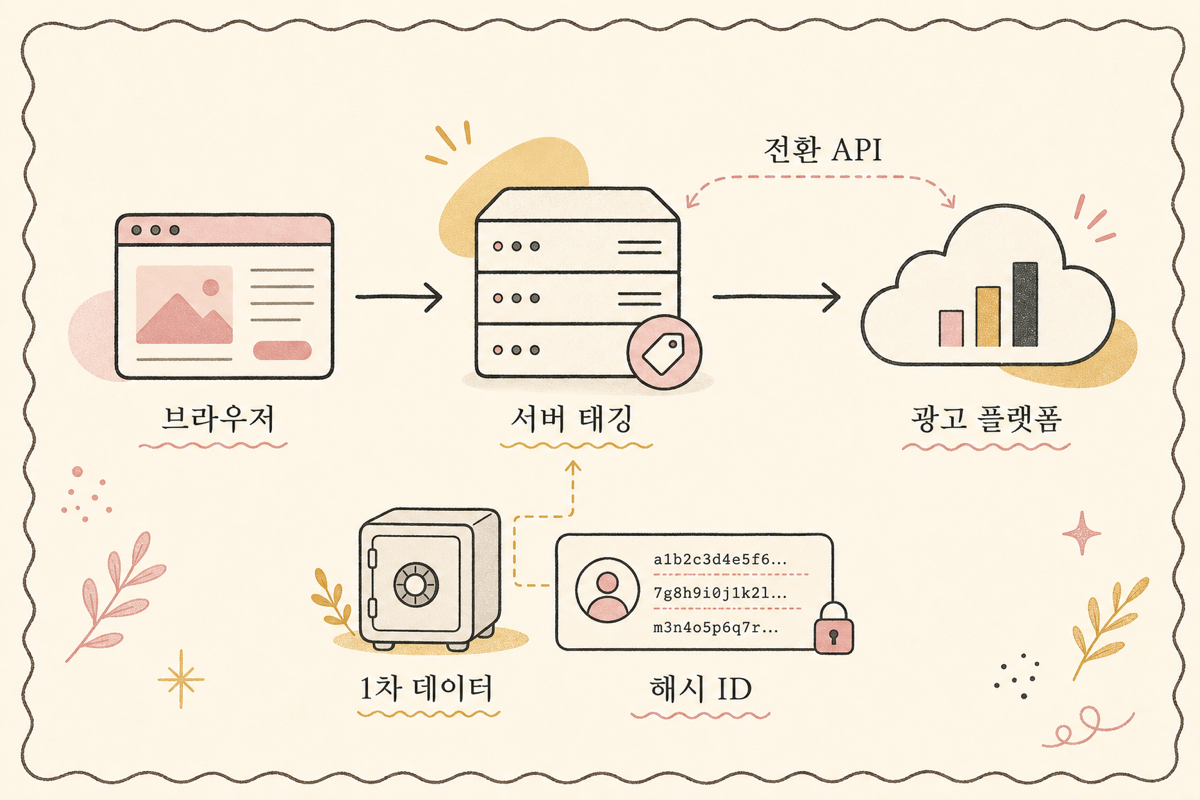 브라우저 픽셀 대신 서버에서 광고 플랫폼으로 이벤트를 직접 전송하는 아키텍처